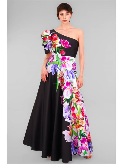 Abito in mikado fantasia D'Andrea collection | 25043B W MULTICOLOR